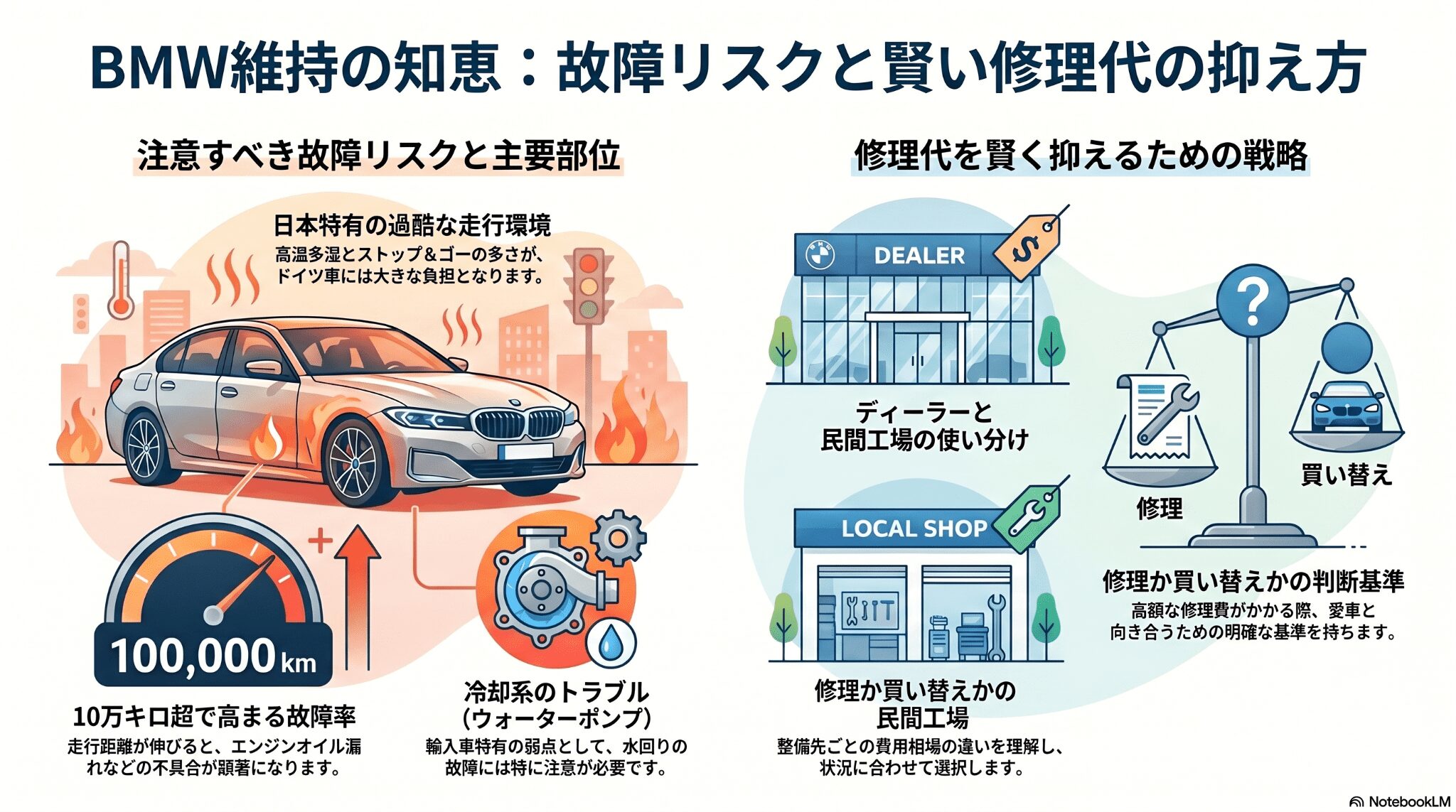 BMWの故障と修理代の目安は？部位別費用と安く抑えるコツを解説