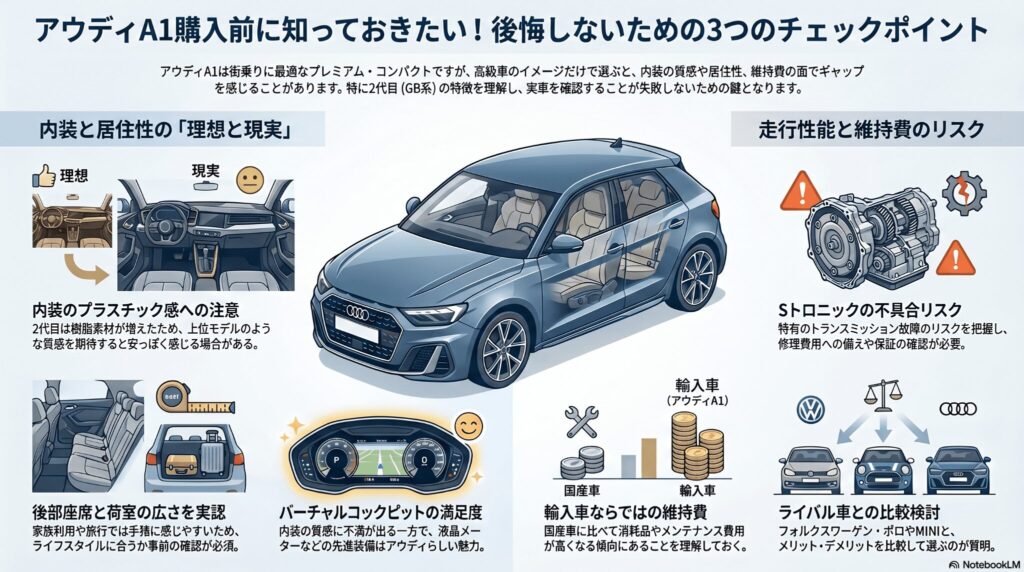 アウディA1で後悔しないために！内装や維持費の注意点を解説