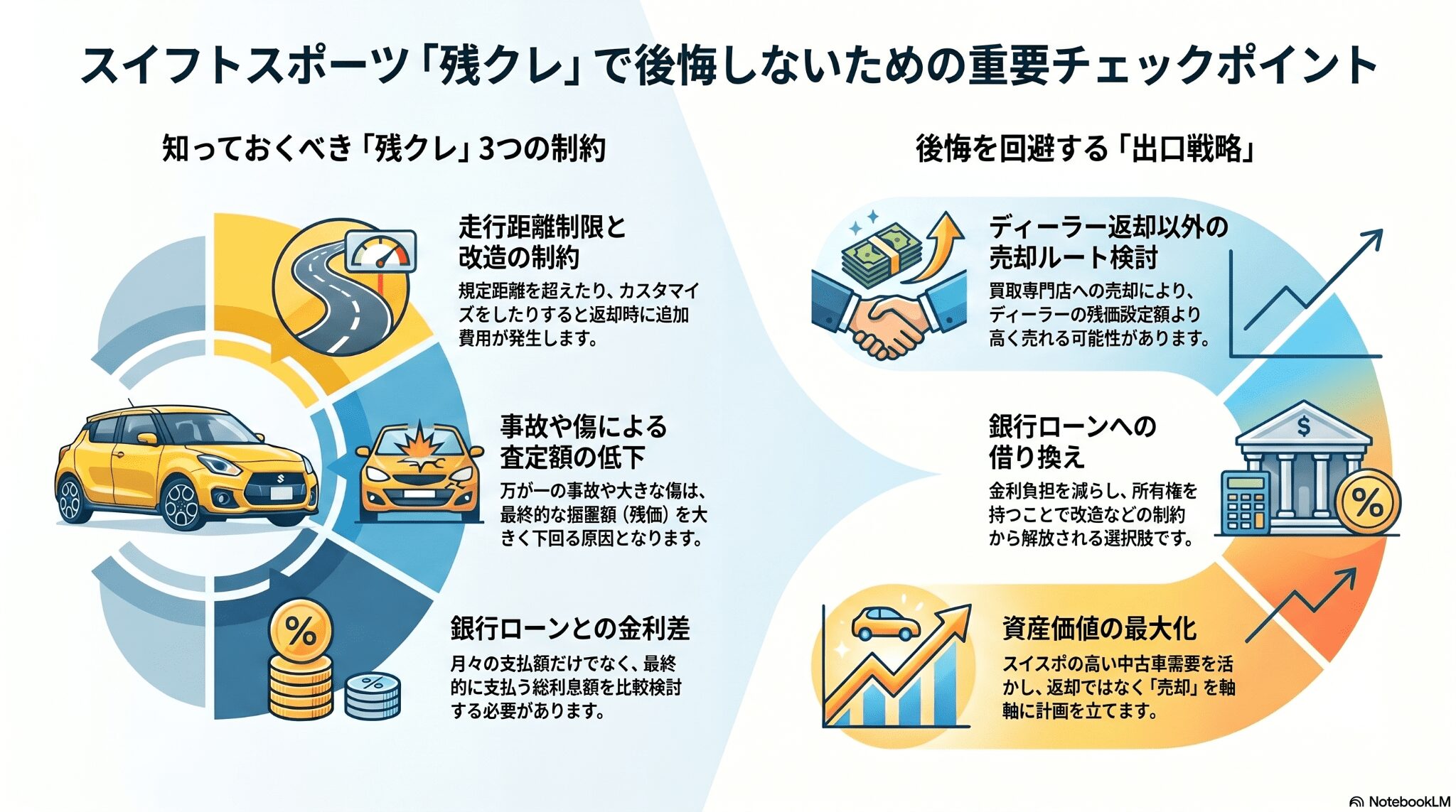 スイスポを残クレで買って後悔？後悔しないための賢い出口戦略