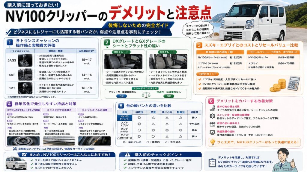 NV100クリッパーのデメリットを解説！後悔しない選び方
