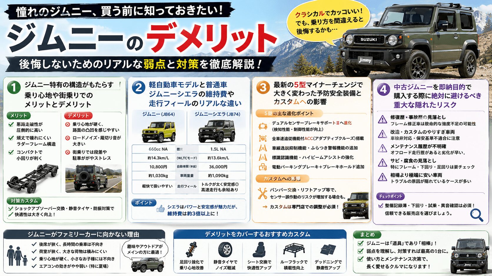 ジムニーのデメリットを徹底解剖！後悔しない購入ガイド