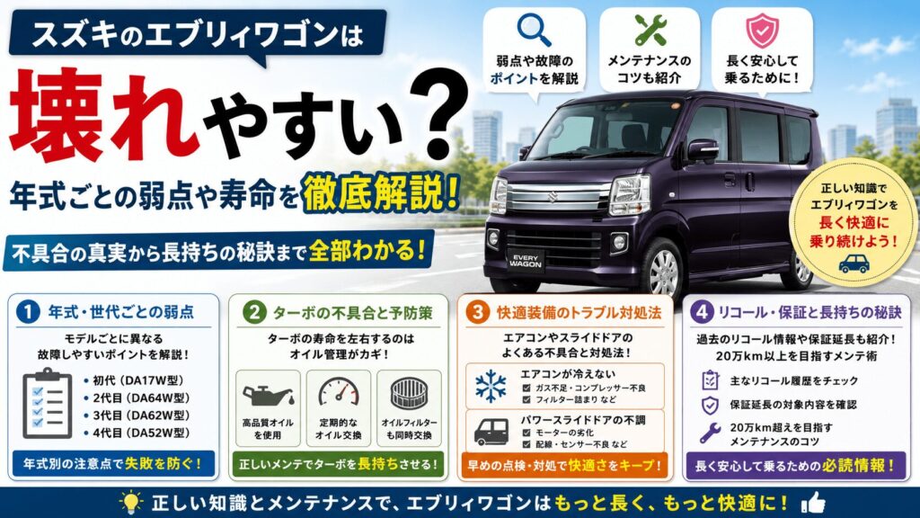 スズキのエブリィワゴンは壊れやすい？寿命や弱点、故障を徹底検証