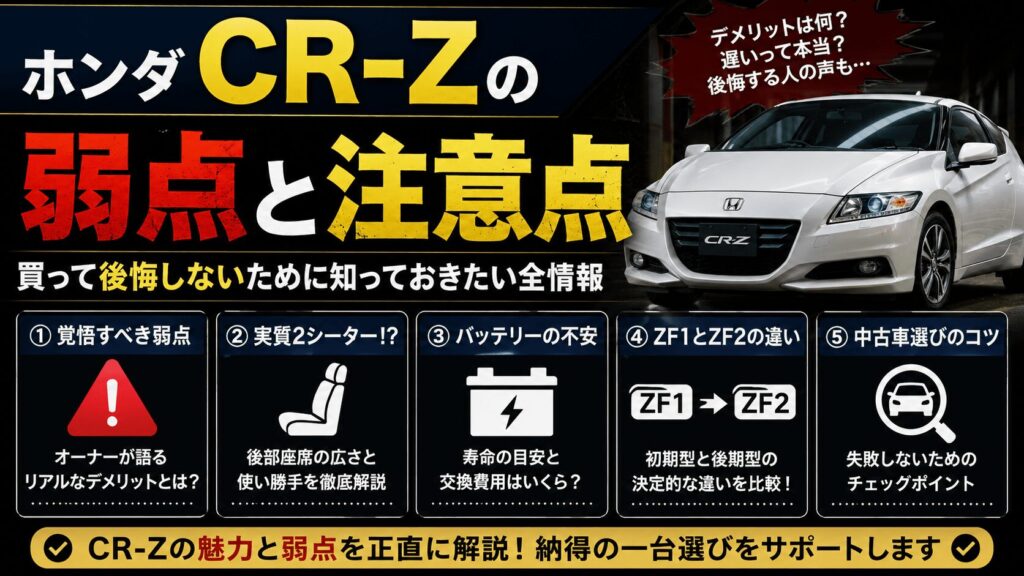 CR-Zのデメリットを徹底解説！買って後悔しない中古車選び