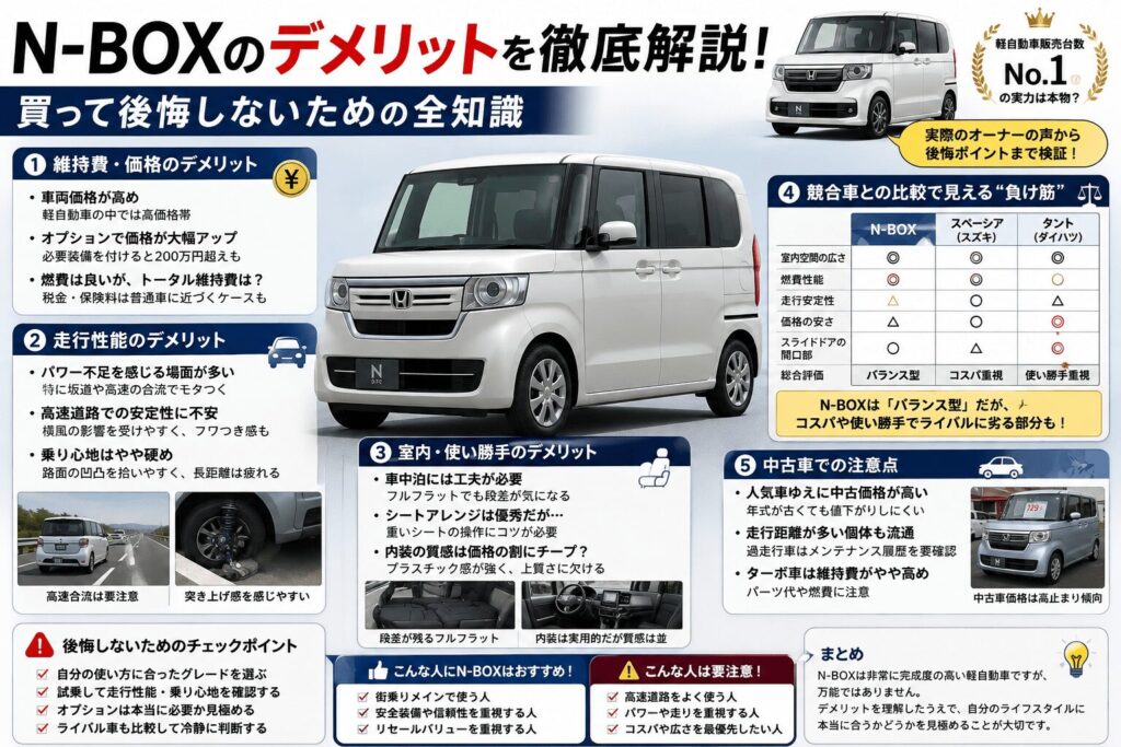 N-BOXのデメリットを徹底解説！買って後悔しないための全知識