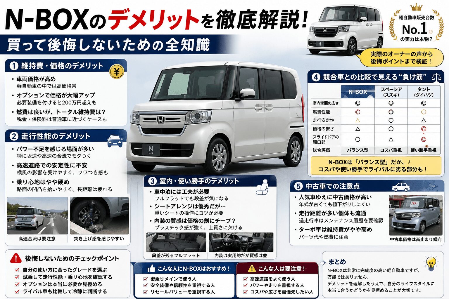 N-BOXのデメリットを徹底解説!買って後悔しないための全知識