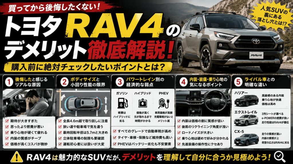 RAV4のデメリットを徹底解説！購入して後悔しないためのポイント