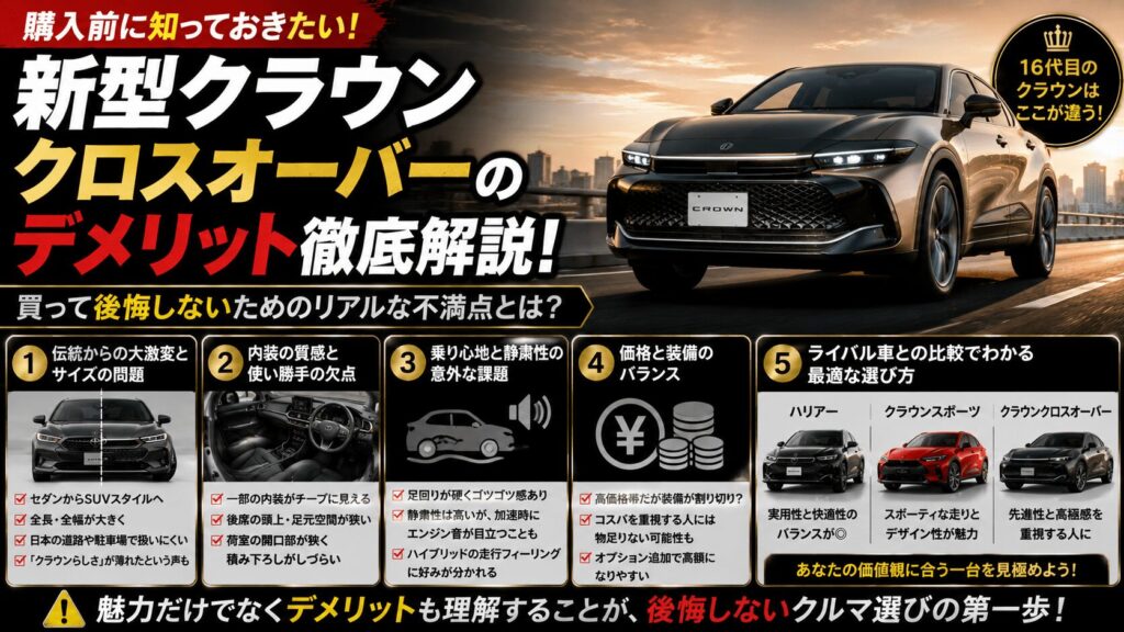 クラウンクロスオーバーのデメリットを調査！後悔を防ぐポイント