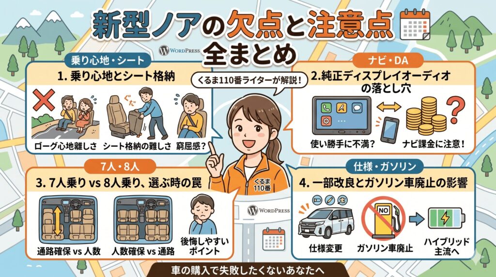トヨタノアのデメリットを徹底検証！購入後の後悔を防ぐポイント